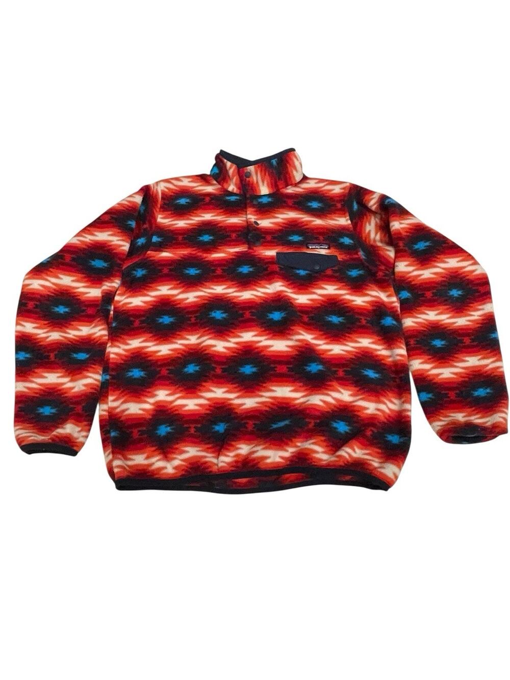 Patagonia Snap-T Synchilla Fleece Pullover Womens M Red Aztec Wild Desert Jacket
